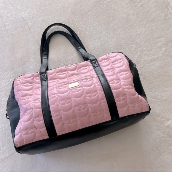 Betsey Johnson Black & Pink Weekender Duffle Bag - Picture 1 of 16